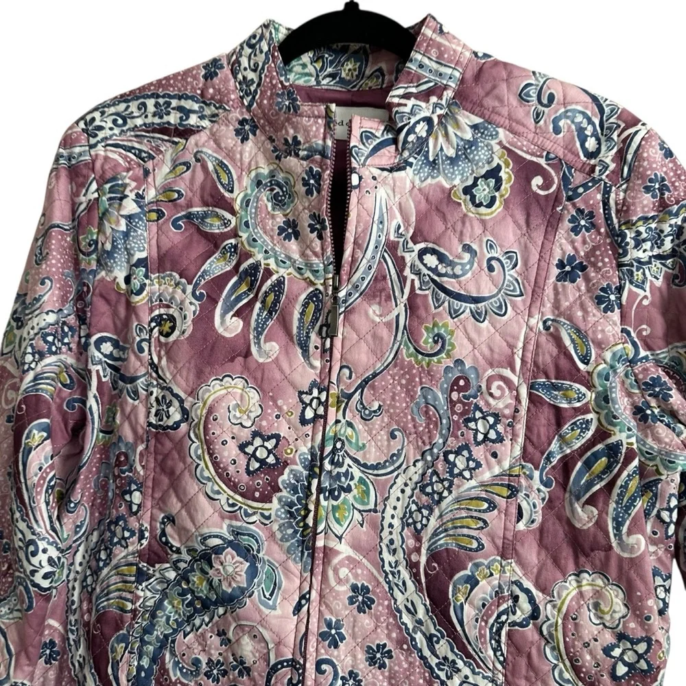 Alfred Dunner Purple Pink Paisley Quilted Zip Up Jacket Size 8 - Picture 4 of 5
